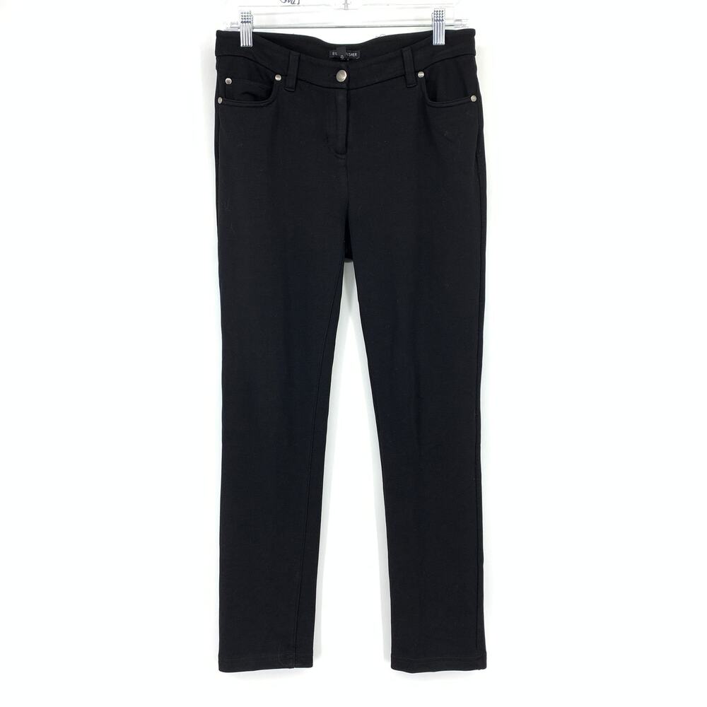 Eileen Fisher Slim Leg Casual Pants Womens Size 4 Black Tencel Blend